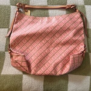 Dooney & Bourke Hobo Bag Crossword Collection Scrabble Canvas Vachetta Trim